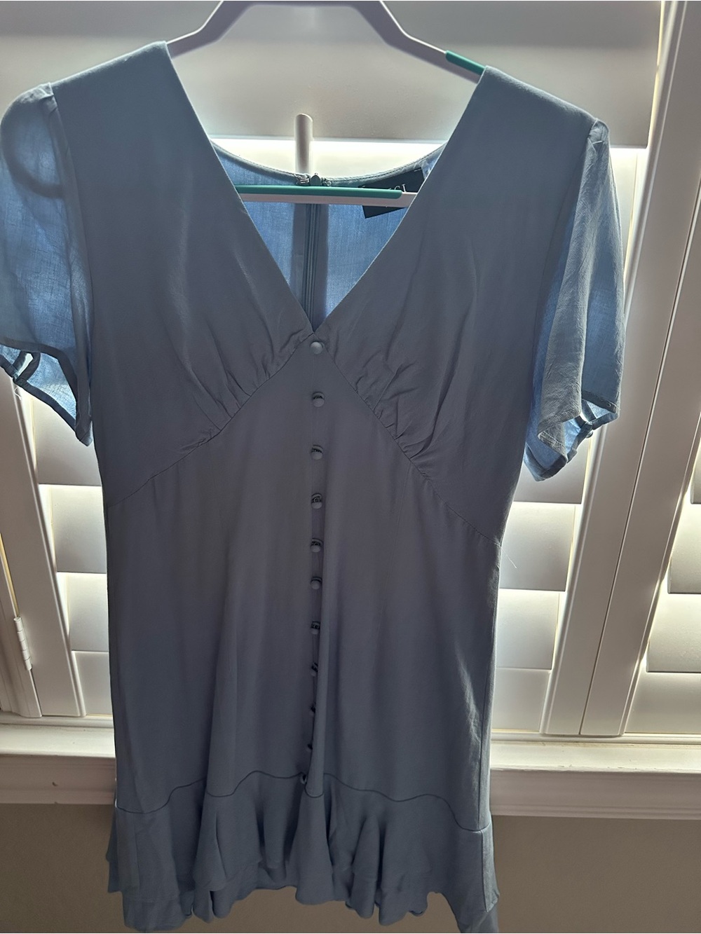 Vici Dusty blue V-Neck Button Front Dress